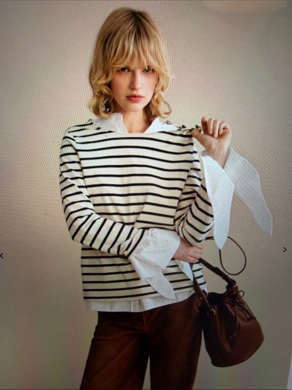 NWT Sezane XXXL US 14 Marniere Colette Breton striped ecru navy long sleeve top